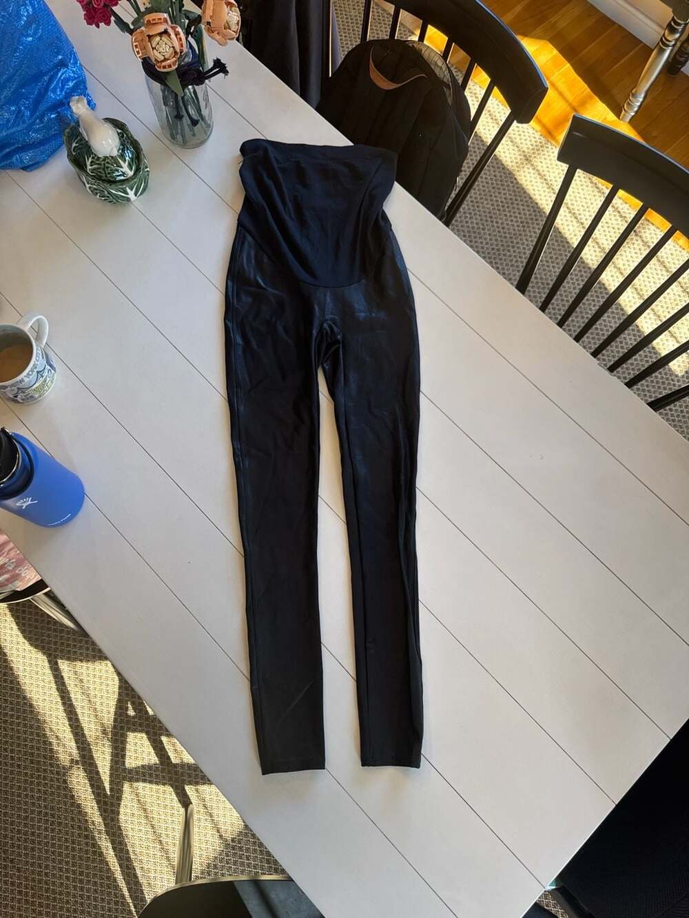 Spanx Mama Faux Leather Maternity Leggings in Black